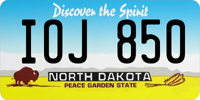 ND license plate IOJ850