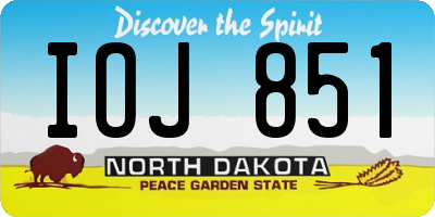 ND license plate IOJ851