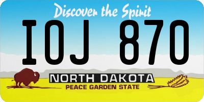 ND license plate IOJ870