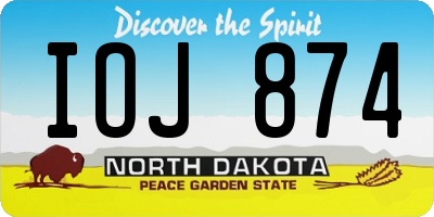 ND license plate IOJ874