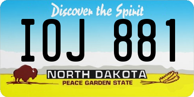 ND license plate IOJ881