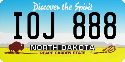 ND license plate IOJ888