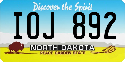 ND license plate IOJ892