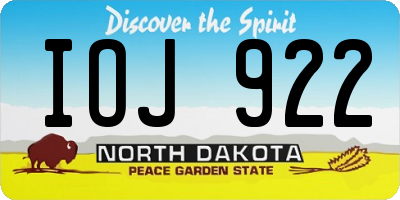 ND license plate IOJ922