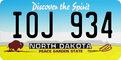 ND license plate IOJ934
