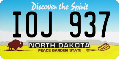 ND license plate IOJ937