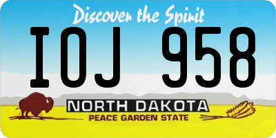 ND license plate IOJ958