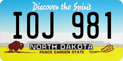 ND license plate IOJ981