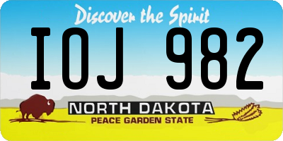 ND license plate IOJ982