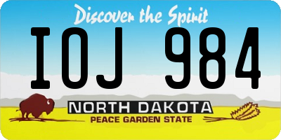 ND license plate IOJ984