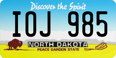 ND license plate IOJ985