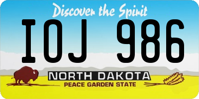 ND license plate IOJ986