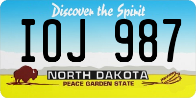 ND license plate IOJ987