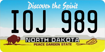 ND license plate IOJ989