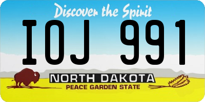 ND license plate IOJ991