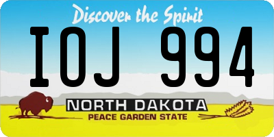 ND license plate IOJ994