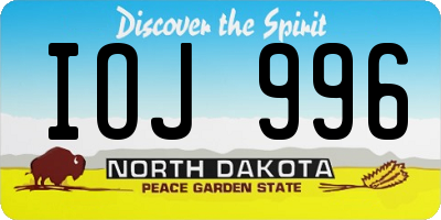 ND license plate IOJ996