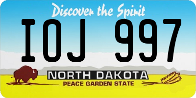 ND license plate IOJ997