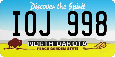 ND license plate IOJ998