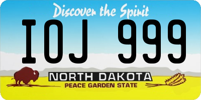 ND license plate IOJ999