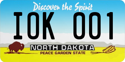 ND license plate IOK001
