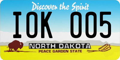 ND license plate IOK005
