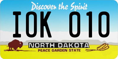 ND license plate IOK010