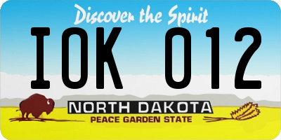ND license plate IOK012