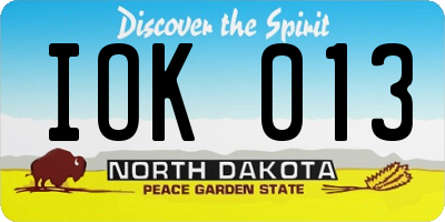 ND license plate IOK013