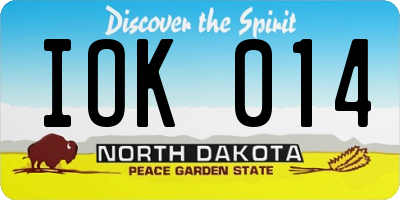 ND license plate IOK014