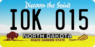 ND license plate IOK015