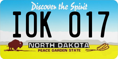 ND license plate IOK017