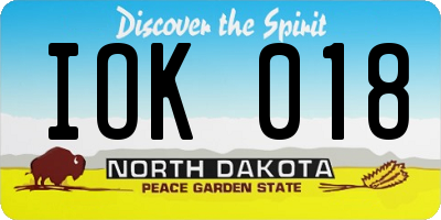 ND license plate IOK018