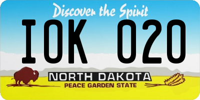 ND license plate IOK020