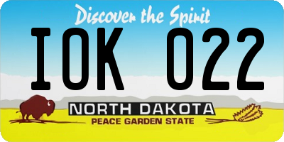 ND license plate IOK022