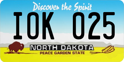 ND license plate IOK025