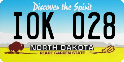 ND license plate IOK028