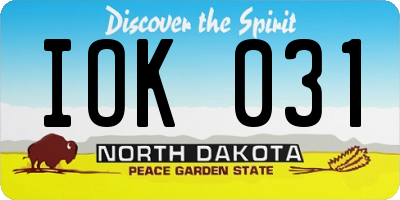 ND license plate IOK031