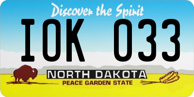 ND license plate IOK033