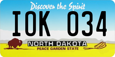 ND license plate IOK034