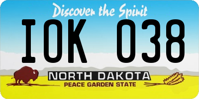 ND license plate IOK038