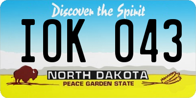 ND license plate IOK043