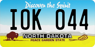 ND license plate IOK044