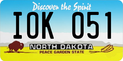 ND license plate IOK051