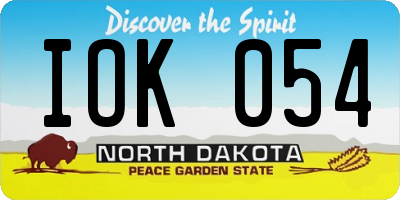 ND license plate IOK054