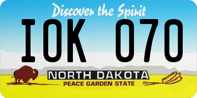 ND license plate IOK070