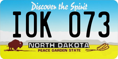 ND license plate IOK073