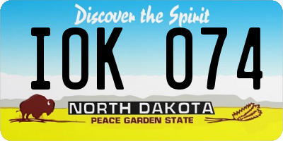 ND license plate IOK074