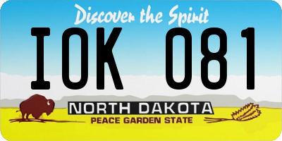 ND license plate IOK081