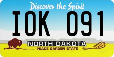 ND license plate IOK091